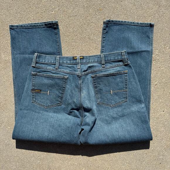 Ariat 36x30 M4 Rebar Relaxed DuraStretch Basic Boot Cut Blue Jeans 10016221 - Picture 1 of 8